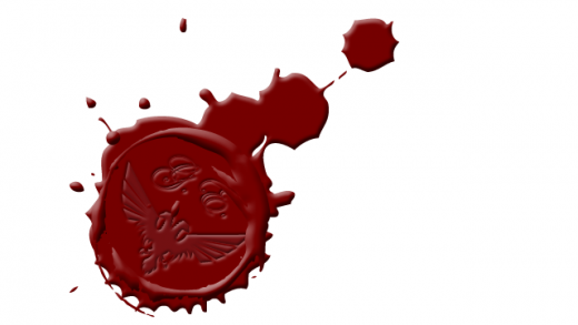 A wax seal with the initials G.E. and a double-headed aquila embedded into it